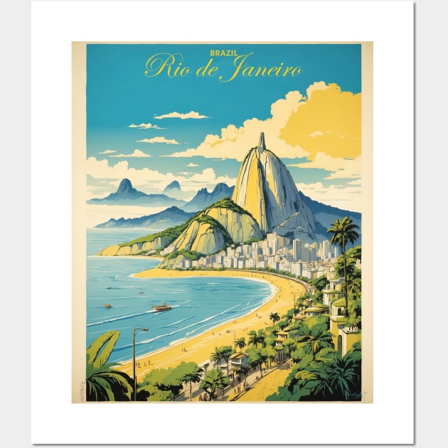 Rio de Janeiro Brazil Vintage Tourism Travel Poster Wall Art by TravelersGems